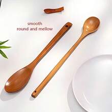3 Peças Conjunto de Espátulas de Cabo Longo, Espátula de Cozinha de Cabo Longo, Colher de Madeira Pequena, Espátula de Madeira Antiaderente, Colher de Sopa, Colher de Mexer Durável, Conjunto de Utensílios de Cozinha Resistentes ao Calor, Presente de Decoração para Nova Casa - Laranja - Visão 9