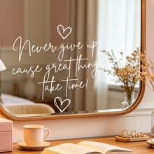 1/3pcs "Never Give Up, Big Things Take Time" Inspirational Mirror Sticker, Electrostatic Adhesion, Suitable For Home, Car Window Decoration, Bathroom Vanity Mirror Decorative Sticker - Mirror Sticker - View 8