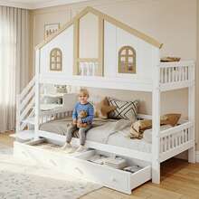 Kids Bed Frame - Bed Frame 90x200cm - Natural and White - View 2