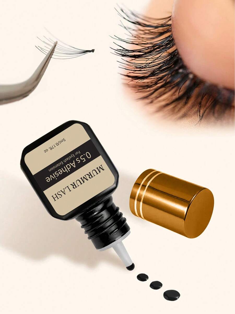 Premium 0.5s Quick Dry Eyelash Extension Glue 5ml, Luxury Low Odor Mink Lash Adhesive, Ultra Strong Bond Lasts 6-8 Weeks - Black - View 1