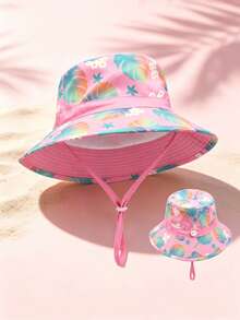 1pc Personalized Floral Bucket Hat With Windproof Cord, Unisex Outdoor Sun Hat, Drawstring Closure, Lightweight, Casual Style, Ideal For Spring/Summer Outdoor Activities, Hiking And Leisure Outings, Customizable Embroidery Name/Letter - Multicolor - View 4