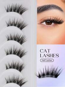 10 pares de pestañas postizas de aspecto natural con diseño cruzado, pestañas 3D de visón sintético con tallo transparente y rizo exquisito, adecuadas para maquillaje de citas y oficina - Ver 3