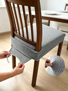 1pc New Anti-Slip Thickened Dining Chair Cover, Soft Plaid Pattern, Elastic Chair Cover, Suitable For Office And Home Chairs, Beautiful High Elasticity Soft, Replaceable Old Surface, Protects Chair, Dust Cover, Shoe Cover - New Arrival - View 2