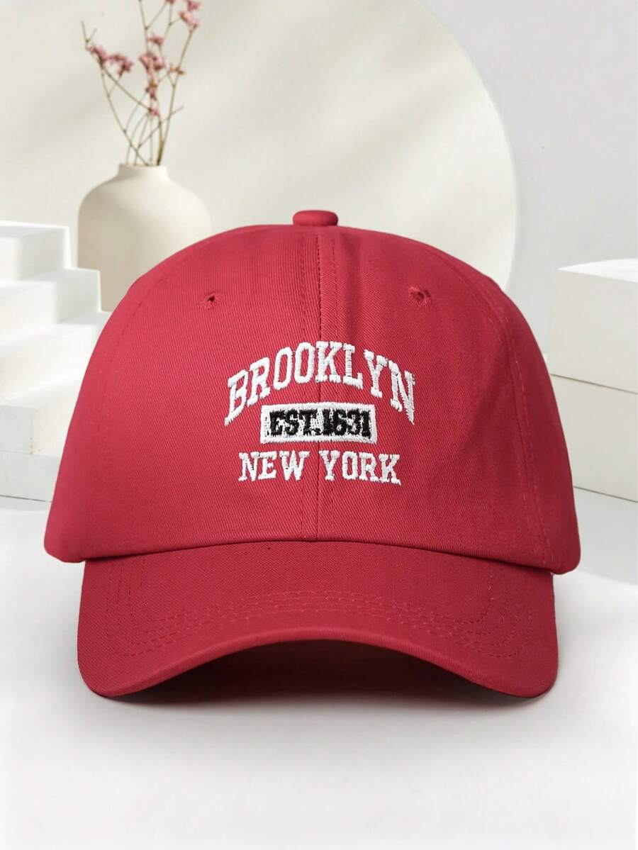 1件/2件 Y2K 滑雪帽 中性款 刺繡字母 BROOKLYN NEW YORK 防曬透氣時尚棒球帽 適合日常戶外旅行與防曬 - 紅色 - 查看 1
