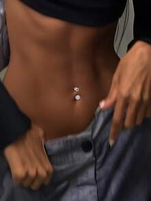 1pc S925 Sterling Silver Unique Fashion Star-Shaped Belly Button Ring, Inlaid With Sparkling Shambhala Zirconia, Suitable For Daily Wear Or Gift - Single - View 3