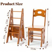 Multipurpose Folding Wooden Library Step Ladder Chair Step High Chair Step Stool - 25B-wIN-uK-4-mISE - View 9