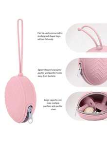 PopLittleOne 1 pieza Clip de chupete de silicona para bebé, caja de almacenamiento de chupete de silicona suave, bolsa de almacenamiento de chupete, accesorios para recién nacidos - Rosado Sandía - Ver 4