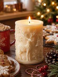 1pc 3D Reindeer Bell Snowflake Cylinder Silicone Candle Mold, All-Around Embossed Reindeer Bell + Large And Small Snowflake Column Style, Flexible, Heat-Resistant, Non-Stick, Easy Release, Reusable, Suitable For Aromatherapy Candles, Plaster, Clay, Cement, Epoxy Resin Casting, Winter Christmas Window Sill Decor, Holiday Handmade Gift Making Mold - Silicone Mold - View 7