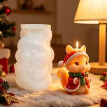 Christmas Red Hat Squirrel Scented Candle Silicone Mold, Reusable, Easy To Demold, Suitable For Handmade Scented Candles, Christmas Holiday Atmosphere Decoration, Handmade Enthusiasts Holiday Creative Handmade Gifts, DIY Creative Gift Making Tools/Home Decor Holiday Soft Furnishing Desktop Display - A - View 4