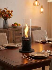 Brasero portátil de sobremesa, chimenea de bioetanol sin ventilación y de combustión limpia, ideal para jardín interior y exterior (Negro Hueco) - Normal - Ver 4