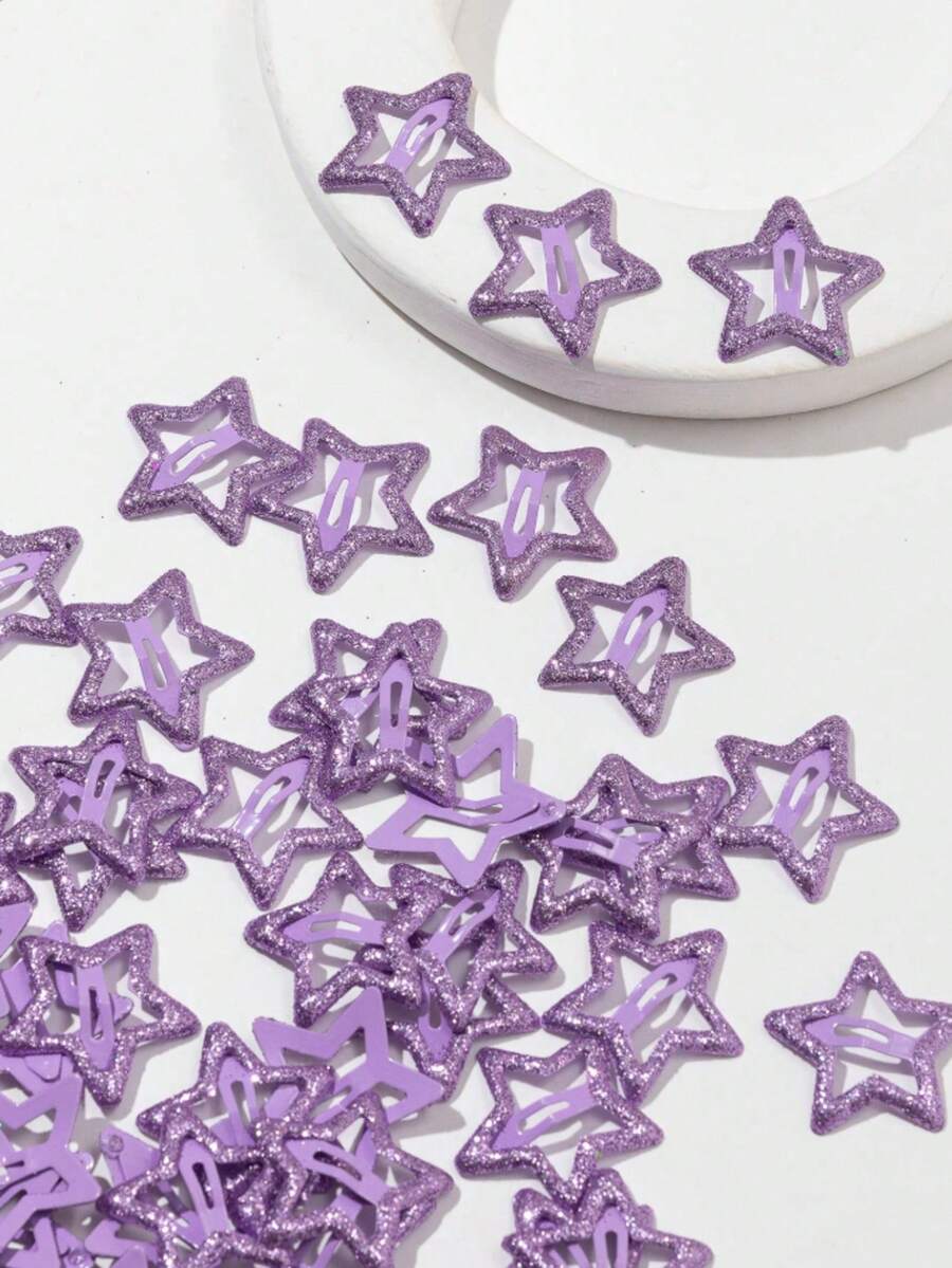 10pcs Women's Purple Star Fashion Basic Hair Clips - Purple - View 1