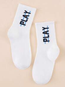 1/5 Pairs Women's Minimalist Letter White Casual Streetwear Sports Style Commuter Mid-Calf Socks - Multicolor - View 6