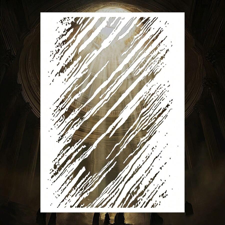 29.7cm X 21cm Vomit Brush Stroke Template, Abstract Distressed Stripes Reusable Painting Stencil, Suitable For Craft Projects, Wall Decor, Canvas And Furniture Art, Easy To Use, 11.7 Inch X 8.3 Inch Template - A - View 1