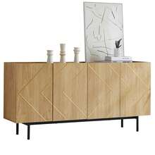 Living Room Sideboard With 4 Drawers And Metal Inlays - Versatile Cabinet, Buffet, Display Unit – - Natural - View 10
