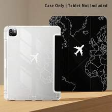 飛機與世界地圖圖案彩繪效果平板保護殼附支架，相容 Honor 8/9/10/X8/X8A/X9/X8Pro/X9Pro、MatePad SE 11"/MatePad 11"/11.5"、MatePad Pro、Apple 10th/11th Gen 2025 (A16)、Galaxy Tab A7/A9 及其他熱門機型 - 款式26 - 查看 6