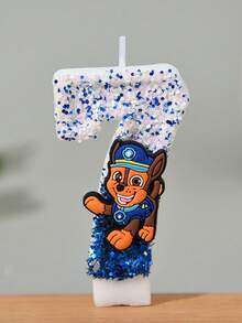 1件裝 Paw Patrol 0-9 數字蠟燭 粉藍色生日蛋糕裝飾用品 可愛動漫狗狗造型派對配件用品 - 卡通 - 查看 33
