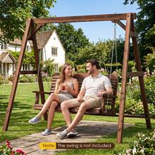 Heavy-Duty Carbonized Fir Wood Swing Frame With Reinforced Bars & 2 Hanging Rings - A - View 3