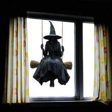 1pc Halloween Witch Ghost Static Cling Window Sticker, Self-Adhesive Removable, Suitable For Living Room Bedroom Window Glass Decoration, Halloween Decorative Sticker - Multicolor - View 2