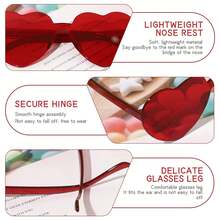 6/12/18 Pairs Frameless Heart-Shaped Glasses, Multiple Transparent Candy Colors, Suitable For Pool, Beach, Summer, Birthday, Christmas And Other Party Supplies - Glasses - View 8
