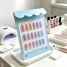 1pc Wavy Edge Metal Artificial Nail Display Board, Desktop Nail Sample Display Rack, Nail Salon Product Photography Prop Background Board, Minimalist Color Card Nail Display Rack - Multicolor - View 2