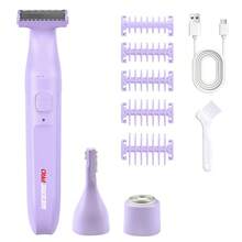 WEEME 3-in-1 Alat Cukur Rambut Elektrik untuk Wanita | Perlengkapan Perawatan Wajah, Bikini, Kaki & Ketiak (IPX6) - Mauve Purple - View 10