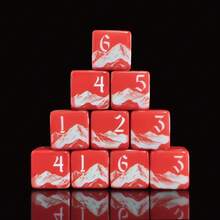6 pezzi Dadi da gioco D6 con motivo montagna innevata rossa, dadi acrilici a sei facce con paesaggio, adatti per serate di giochi da tavolo e collezionabili, dadi per giochi da tavolo con scena di montagna - Multicolore - Visualizzare 4