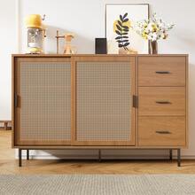Sideboard Rustic Style With 2 Drawers And 3 Shelves - Natural - View 1