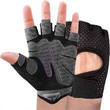1 Pair Unisex Full Palm Protection Breathable Mesh Adjustable Hook & Loop Gloves Suitable For Fitness, Cycling, Fishing - Multicolor - View 13
