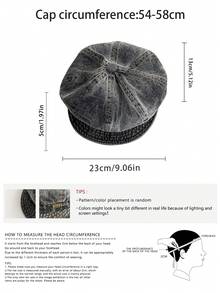 Vintage Washed Baker Boy Cap, Oversized Face-Slimming Cloud Hat For Women, Ins Street Style Artistic Octagonal Beret, Distressed Painter Hat, Large Head Circumference, Versatile Soft Brim Cap - Multicolor - View 4