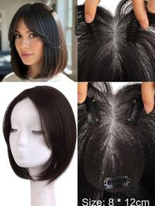 Synthetic Hair Top Natural-Looking Invisible Hand-Woven Seamless Clip-In Bangs Hair Piece Hair Clip For Women, Halloween - Multicolor - View 13