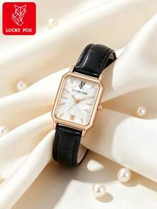 LUCKYFOX Damen Vintage quadratische Quarz Uhr mit römischen Ziffern, elegante Armbanduhr für den täglichen Gebrauch, soziale Anlässe, Geburtstags- und Feiertagsgeschenk - Weiss - Übersicht 15