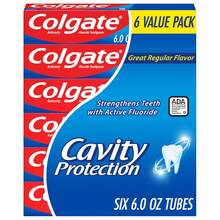 Colgate Cavity Protection Toothpaste With Fluoride, Minty Great Regular Flavor, Anti Cavity Toothpaste, 6 Pack, 6 Oz Tubes - 6 Ounce (Pack Of 6) - View 1