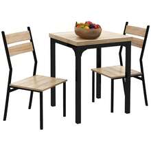 Three-Piece Minimal And Compact Dining Set, Light Wood Grain - A - View 9