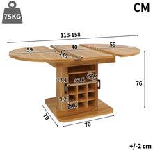 Extendable Dining Table With Storage, Multifunctional Table With Removable Shelves, Space-Saving Kitchen Table For Small Rooms And Dining Areas, MDF Top, Dark Brown - 深棕色 - 查看 11