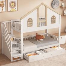 Kids Bed Frame - Bed Frame 90x200cm - Natural and White - View 4