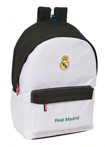 Real Madrid 皇家馬德里 26/27 賽季球衣款書包，可裝 15.6 英寸筆記型電腦，帶 USB 接口，設有防盜隔層，可放置 11 英寸平板電腦，男女通用，尺寸 31x18x44 厘米 - 雙USB介面便攜式 - 查看 2