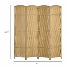 HOMCOM Room Divider, 4 Panel Folding Privacy Screen, 5.6' Tall Freestanding Wall Partition For Home Office, Bedroom, Nature Wood-XY927424 - 1 - View 7
