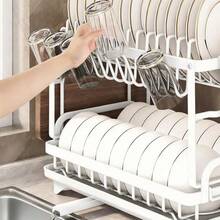 Escurridor de platos de cocina – Gran capacidad con bandeja de drenaje - Blanco - Ver 9