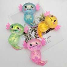 1pc (Random Color) Maltose Color Sequin Salamander Squishy Toy Set, Soft Transparent Silicone Salamander Squeeze Toy, Filled With Glitter, Slow Rebound, Suitable For Children And Adults To Relieve Stress And Anxiety - Multicolor - View 9
