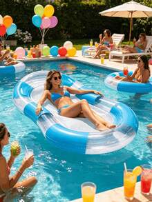 chongqishuishangfuchuang 1 pieza Colchoneta inflable flotante, diseño de lentejuelas transparente, cama inflable flotante con tubo de aire, flotador plegable para piscina, flotador multifuncional para piscina para entretenimiento y relajación de adultos en vacaciones, flotador inflable, cama inflable flotante, flotador inflable de agua, bomba de aire se vende por separado - Cama flotante transparente - Ver 14