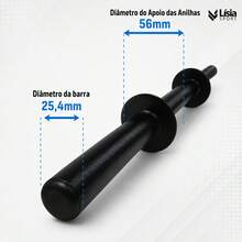 LÍSIA SPORT 02 Barras oca de 40 cm para halteres anilhas peso musculação academia exercícios físico com presilhas o par - Preto - Visão 5