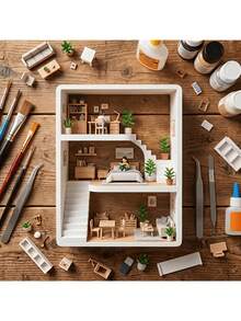 Miniature Dollhouse, Mini Model House Frame, Fun Decoratable Tiny Room (Decorations Not Included) DIY Garden Decoration - A - View 5
