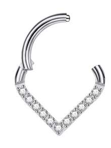 1pc Crareesi Mania 18K Gold Plated Stainless Steel Water Drop Septum Ring, Titanium Cartilage Piercing Hoop, 16G Small Nose Septum Jewelry, Clear Cubic Zirconia Cartilage Piercing Jewelry 8mm - Multicolor - View 3