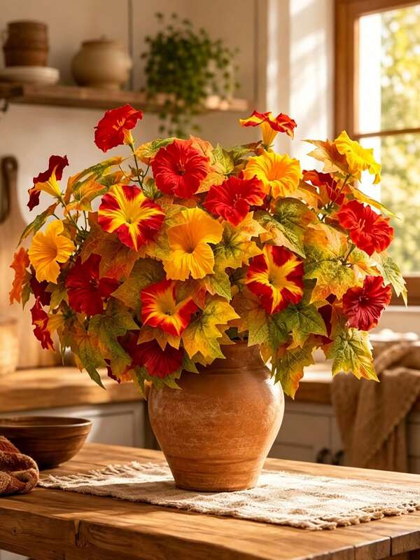 16/8/1pc Artificial Autumn Morning Glory, Suitable For Indoor And Outdoor Decoration, Home Decor, Bedroom Living Room Tabletop Decoration, Vase Decoration, Yard Garden Floral Decoration, Balcony Decoration, Party Decoration, Halloween, Autumn Decoration
