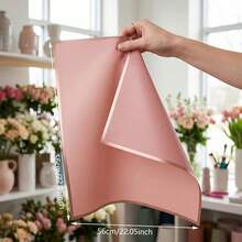 20pcs Gold-Edged Luxury Pink Floral Wrapping Paper, Matte Texture, Waterproof, Wrinkle-Resistant, Wide Gold-Edged Design, Elegant And Durable, Suitable For Bouquets, Gift Boxes, Valentine's Day Floral Wrapping, Handmade DIY Floral Materials - Rectangle - View 2