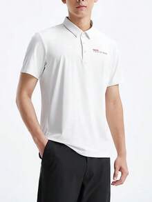 XTEP 男士透氣休閒運動短袖 Polo 衫，夏季 - 白色 - 查看 1