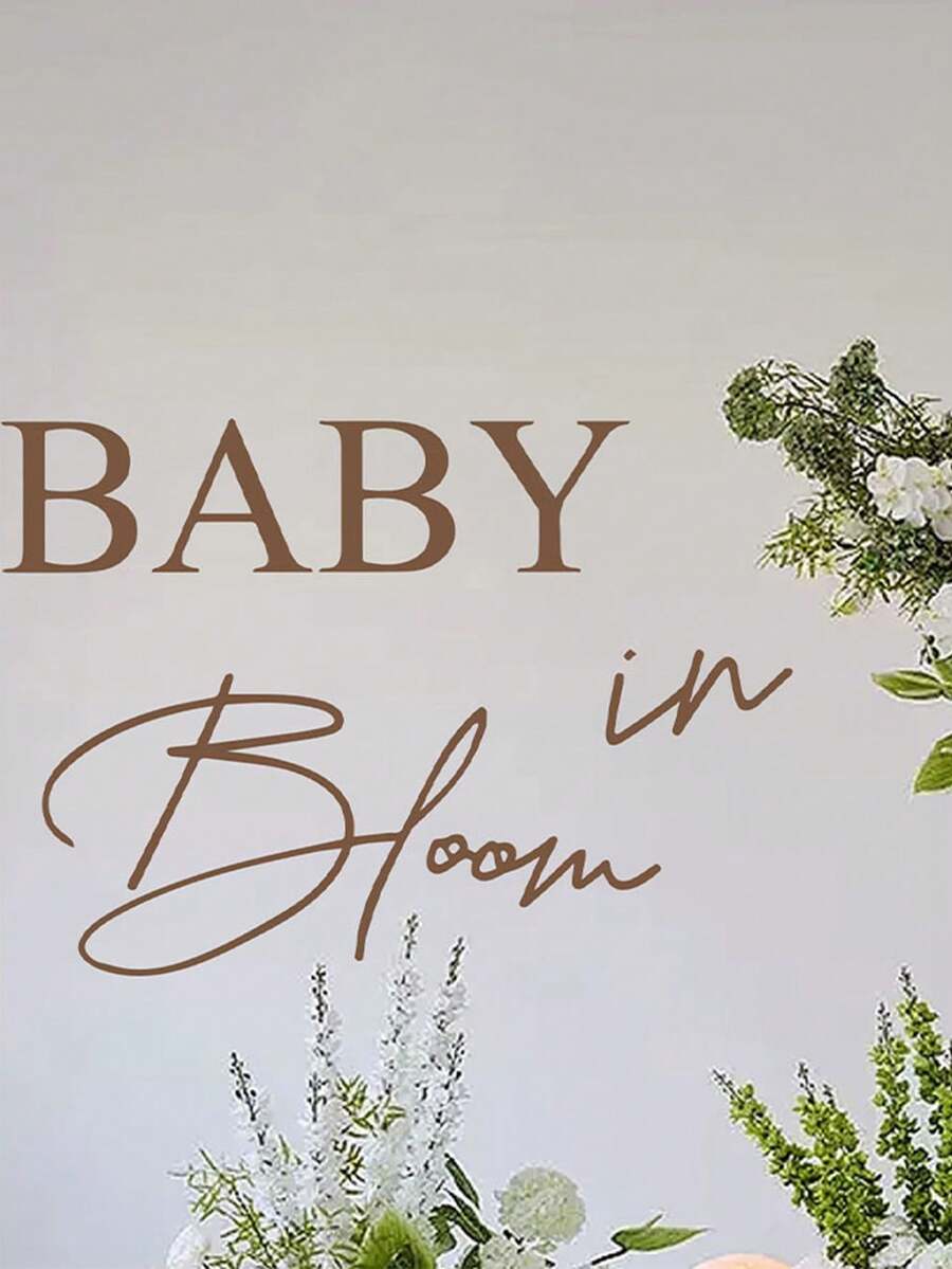 1 捲嬰兒洗禮派對裝飾自黏貼紙「Baby In Bloom」嬰兒性別揭曉拍照背景貼紙 - 彩色 - 查看 1