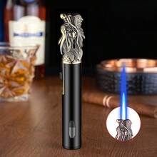 1PC Refillable Butane Torch Lighter Adjustable Windproof Jet Flame Transparent Gas Window Long Mini Torch Lighter For Men Gift Candles Kitchen Outdoor BBQ Use (Gas Not Included) - View 10