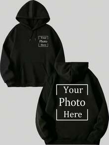 Personalized Custom Women's Sweatshirt For Autumn/Winter - Halloween Customization - Front, Add Your Own Photos To Design Your Personalized Black Fall - Black - View 2