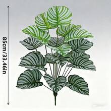 60-85-130厘米 / 热带仿真植物，大型仿真蔓绿绒叶，仿真天堂鸟植物枝条，适用于家居、花园、室内办公室装饰，不含花盆，可用于房间装饰、婚礼装饰、家居装饰、卧室装饰 - 白條紋 - 查看 9